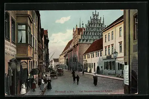 AK Neustadt a. Orla, Carl Alexanderstrasse mit Rathaus