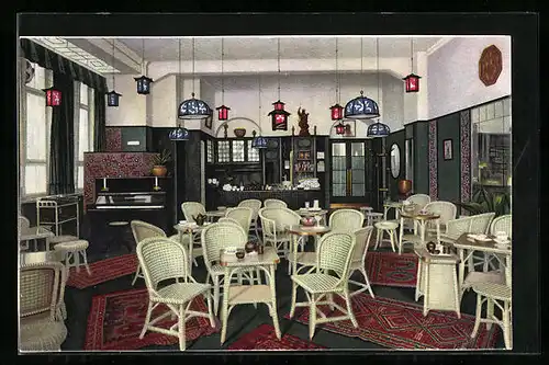 AK Stuttgart, Innenansicht Regina-Teestube, Königstr. 35