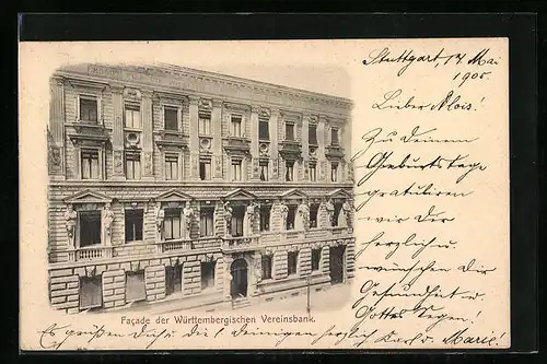 AK Stuttgart, Facade der Württembergischen Vereinsbank