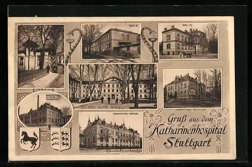 AK Stuttgart, Katharinenhospital, Verwaltungsgebäude, Eingang und Der alte Bau