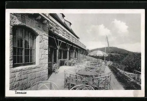 AK Oberderdingen, Gasthaus Weinstube Erbhof Karl Kern, Terrasse