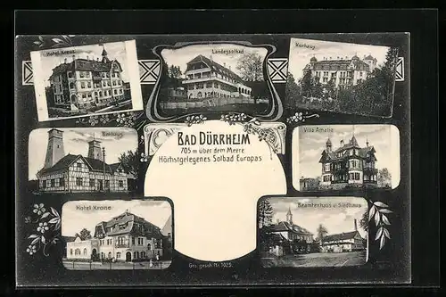 AK Bad Dürrheim, Hotel Krone, Hotel Kreuz, Kurhaus