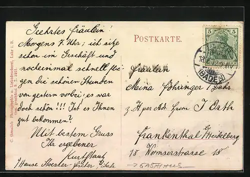 AK Lahr i. B., Gasthaus Dammenmühle, Uferpartie mit Booten