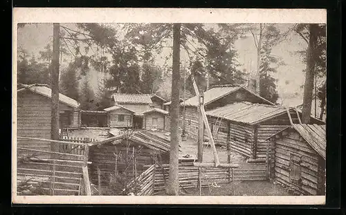 AK Helsinki, Ortspartie mit Holzhäusern