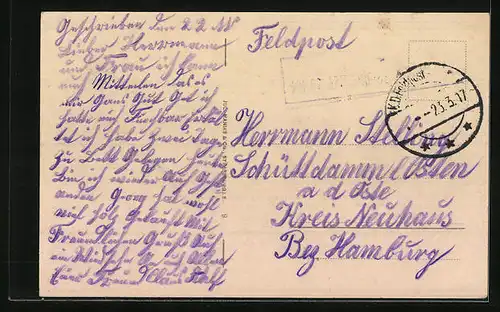 AK Mörchingen i. L, Kapellenstrasse mit Soldaten