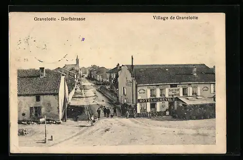 AK Gravelotte, Dorfstrasse mit Gasthof zum goldenen Ross