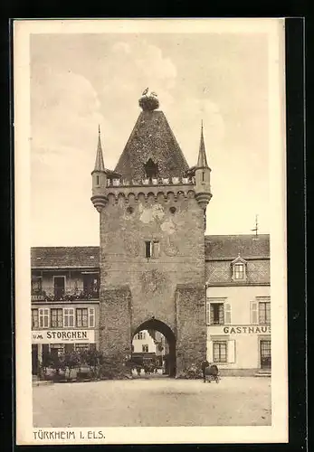 AK Türkheim i. Els., Gasthaus und Tor
