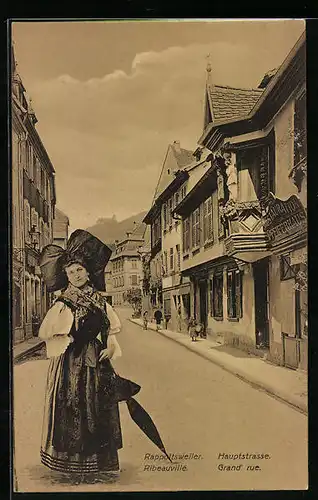 AK Ribeauvillé, Grand` rue, Strassenpartie