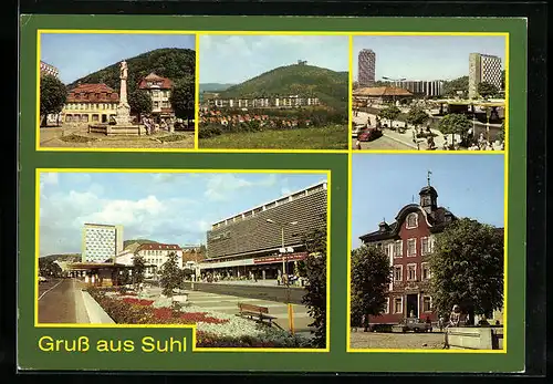 AK Suhl /Th., Wilhelm-Pieck-Strasse, Ringberghaus, Rathaus