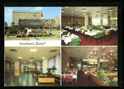 AK Dresden, Interhotel Bastei mit Innenansichten