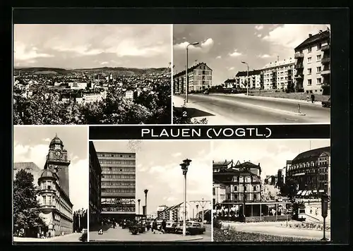 AK Plauen i. V., Oberer Bahnhof, Blick vom Bärenstein, Bahnhofstrasse