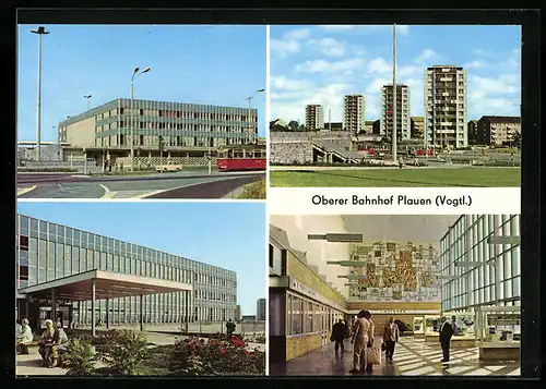 AK Plauen i. V., Oberer Bahnhof in vier Ansichten