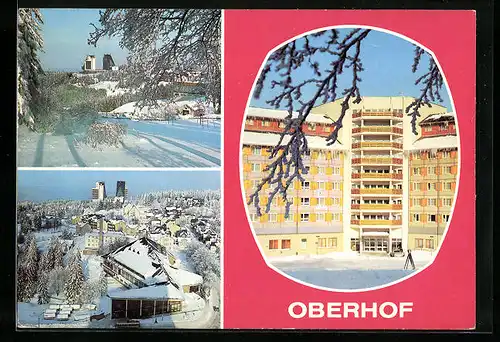 AK Oberhof /Kr. Suhl, Interhotel Panorama und FDGB-Erholungsheim im Winter