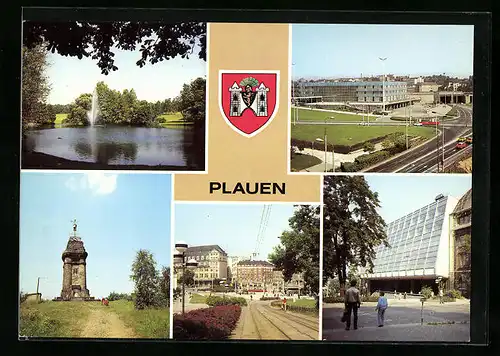 AK Plauen, Oberer Bahnhof, Otto-Grotewohl-Platz, Neues Rathaus