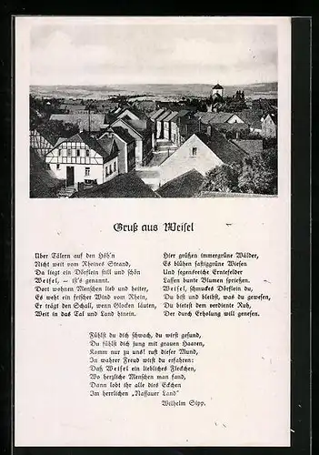 AK Weisel, Teilansicht mit Strassenpartie