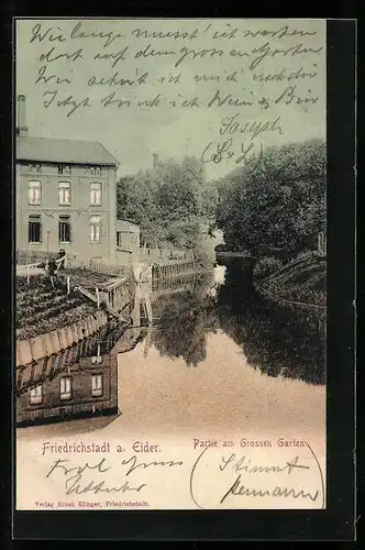 AK Friedrichstadt a. Eider, Partie am Grossen Garten