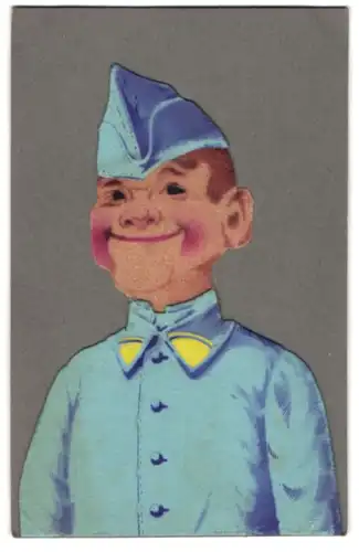 Filz-AK Soldat mit Schiffchen, Kleidung aus Filz