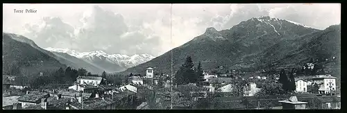 Klapp-AK Torre Pellice, Ortsansicht gegen das Gebirge