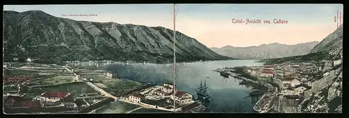 Klapp-AK Cattaro, Panorama mit Ortschaft und Bucht