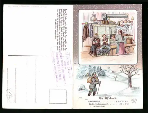 Lied-AK Anton Günther Nr.: Da Of`nbank, Notenblatt mit Liedtext