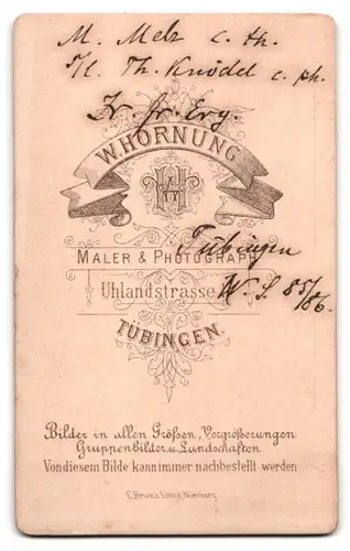 Fotografie W. Hornung, Tübingen, Uhlandstrasse 11, Bürgerlicher mit rundem Gesicht und Schnauzbart