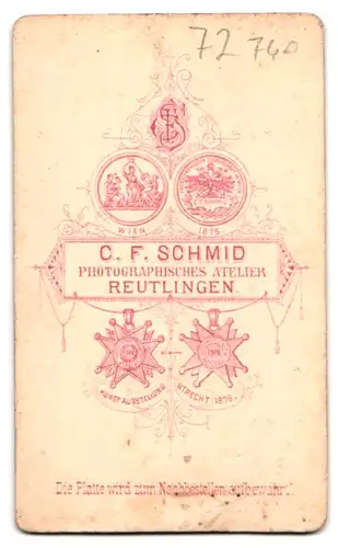 Fotografie C. F. Schmid, Reutlingen, Jüngling mit Locken und Seitenscheitel