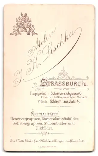 Fotografie J. K. Lischka, Strassburg i. E., Schreiberstubgasse 6, Soldat mit Säbel und Portepee in Uniform