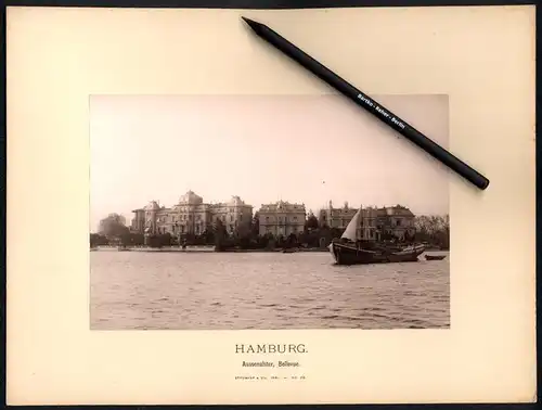 Fotografie Strumper & Co., Hamburg, Ansicht Hamburg, Bellevue von der Aussenalster mit Villen