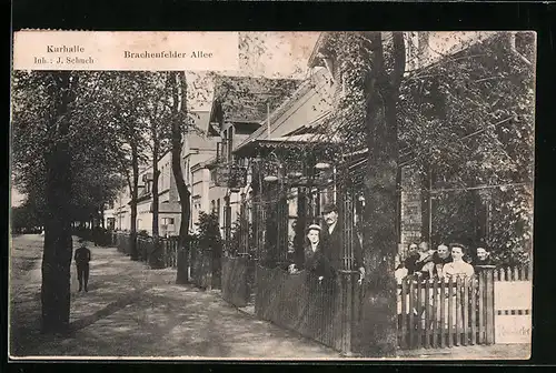 AK Brachenfeld, Gasthaus Kurhalle J. Schuch in der Brachenfelder Allee