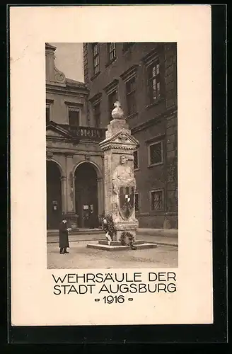 AK Augsburg, Wehrsäule, Nagelung, Kriegshilfe 1916