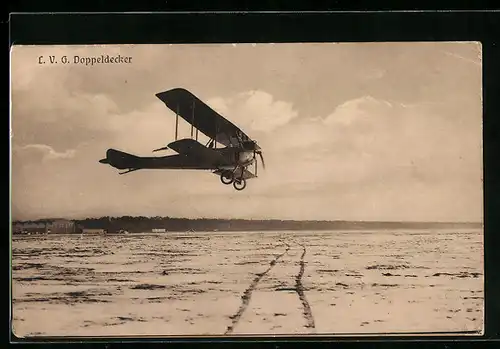 Foto-AK Sanke Nr.: LVG Doppeldecker im Flug