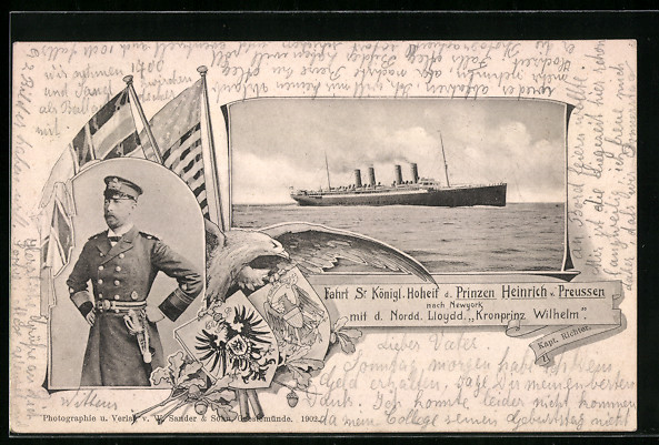 AK Prinz Heinrich von Preussen, Passagierschiff Kronprinz Wilhelm