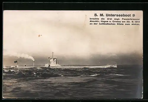 AK S. M. Unterseeboot 9 auf hoher See