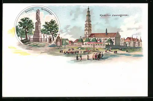 Lithographie Czestochowa, Jasna Gora, Pomnik, Kordeckiego, Klasztor Jasnogorski