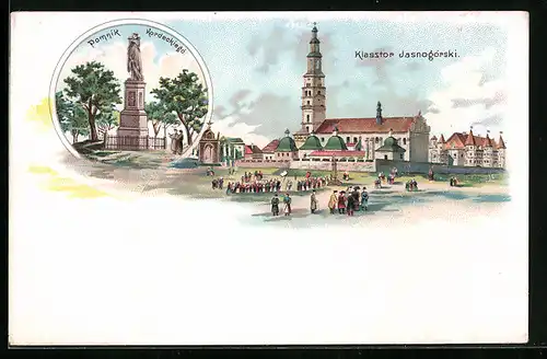 Lithographie Czestochowa, Jasna Gora, Pomnik, Kordeckiego, Klasztor Jasnogorski