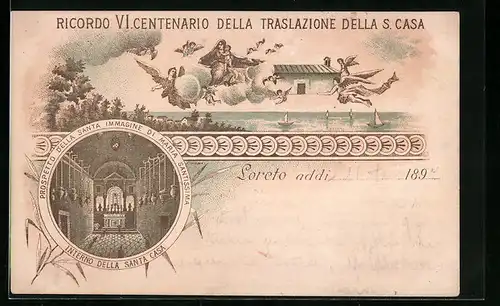 Lithographie Loreto, Ricordo VI. Centenario della Traslazione della S. Casa, Interno della Santa Casa