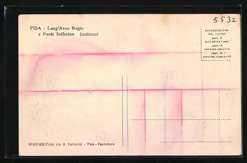 AK Pisa, Lung`Arno Regio e Ponte Solferino, notturno