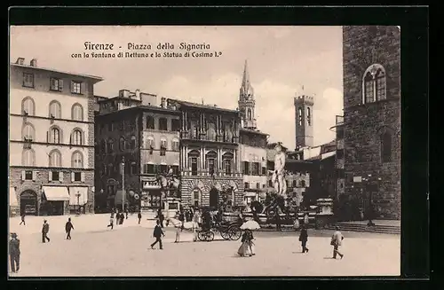 AK Firenze, Piazza della Signoria con la Fontana di Nettuno