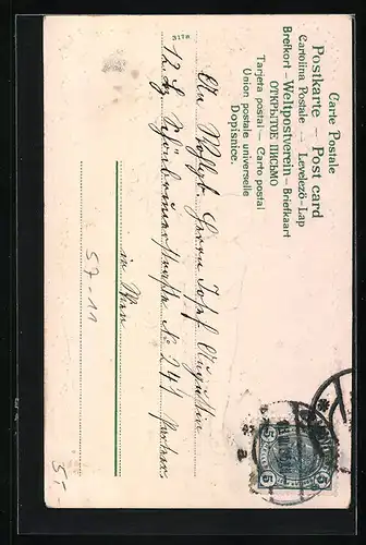 Präge-Lithographie Bursche in Matrosenkleidung mit 3 Nelken