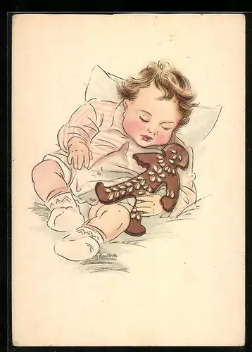 AK Neugeborenes mit Lebkuchen