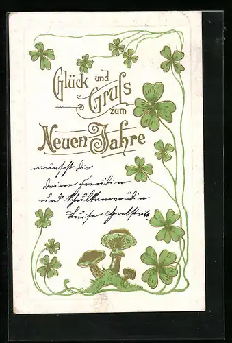 AK Kleeblätter mit Pilzen