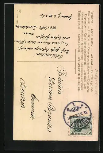 AK Kleines Mädchen mit Lämmchen