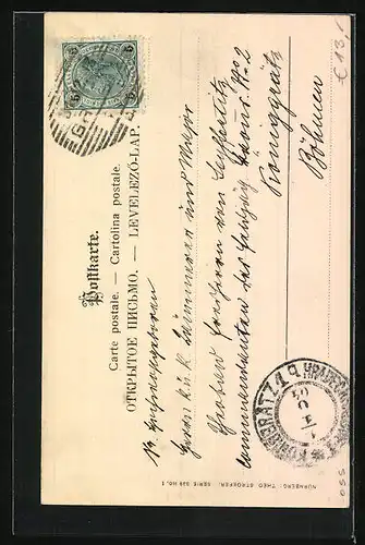 AK Dame neben Schneemann mit Zylinder