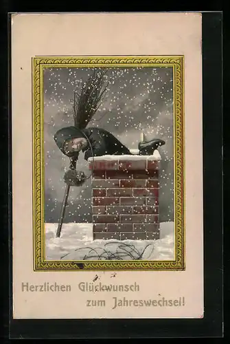 AK Schornsteinfeger auf dem Dach