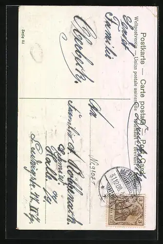 AK Prosit Neujahr, Kinder begrüssen Schneemann