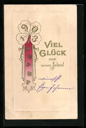 AK Neujahr mit Jahreszahl 1903 und Kleeblatt-Motiv