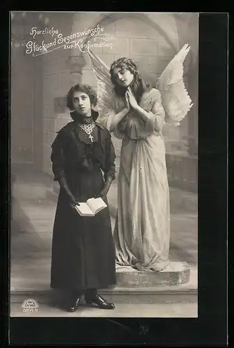 AK Betender Schutzengel zur Konfirmation