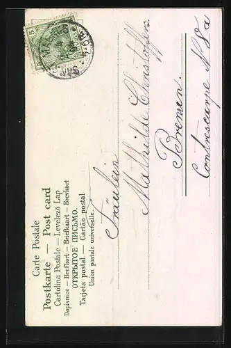 AK Mädchen mit Lämmchen zu Ostern