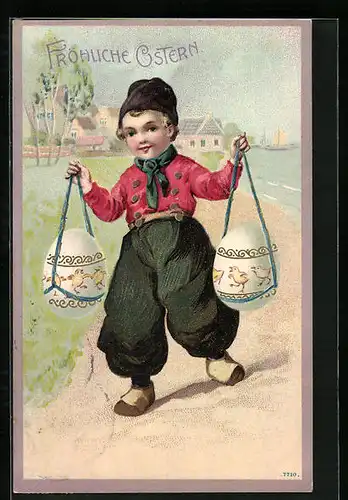 AK Junge mit Ostereiern