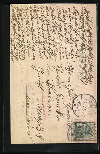 AK Osterei mit Veilchen